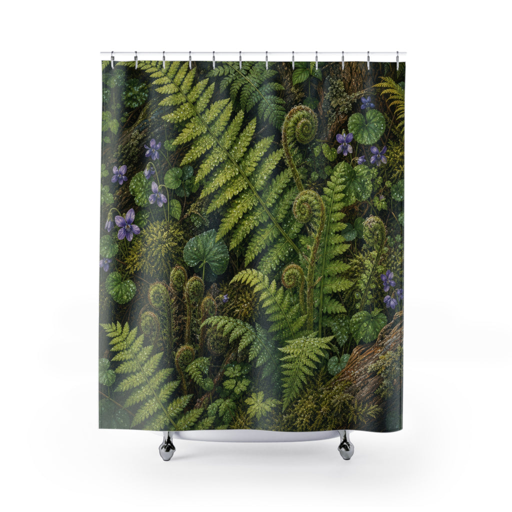 Fern Moss Fiddlehead Tapestry Shower Curtain