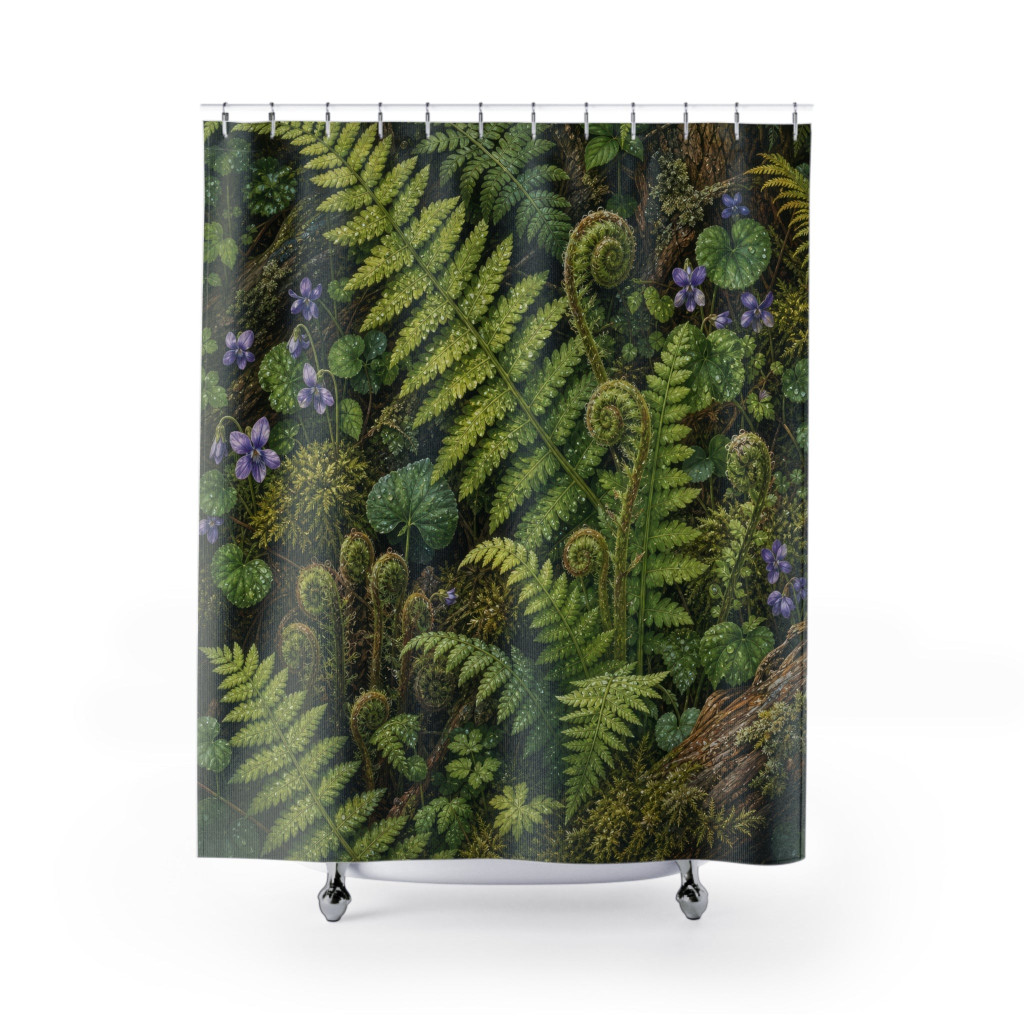 Fern Moss Fiddlehead Tapestry Shower Curtain