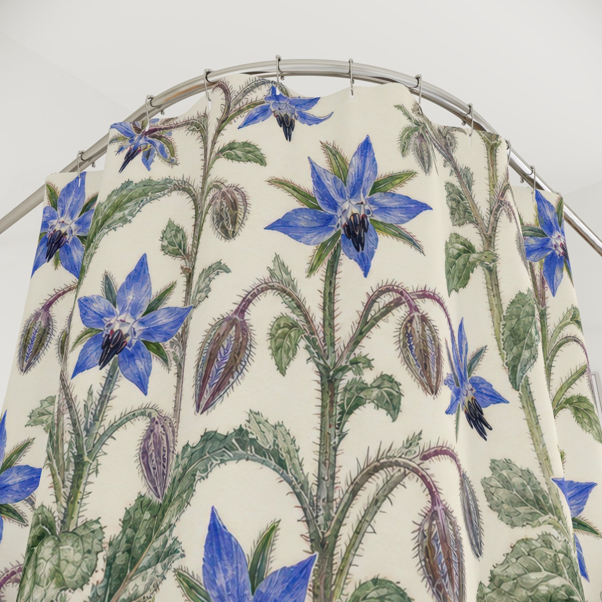 Blue Star Flower Botanical Floral Shower Curtain