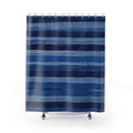 Navy Denim Horizontal Brush Stripe Shower Curtain