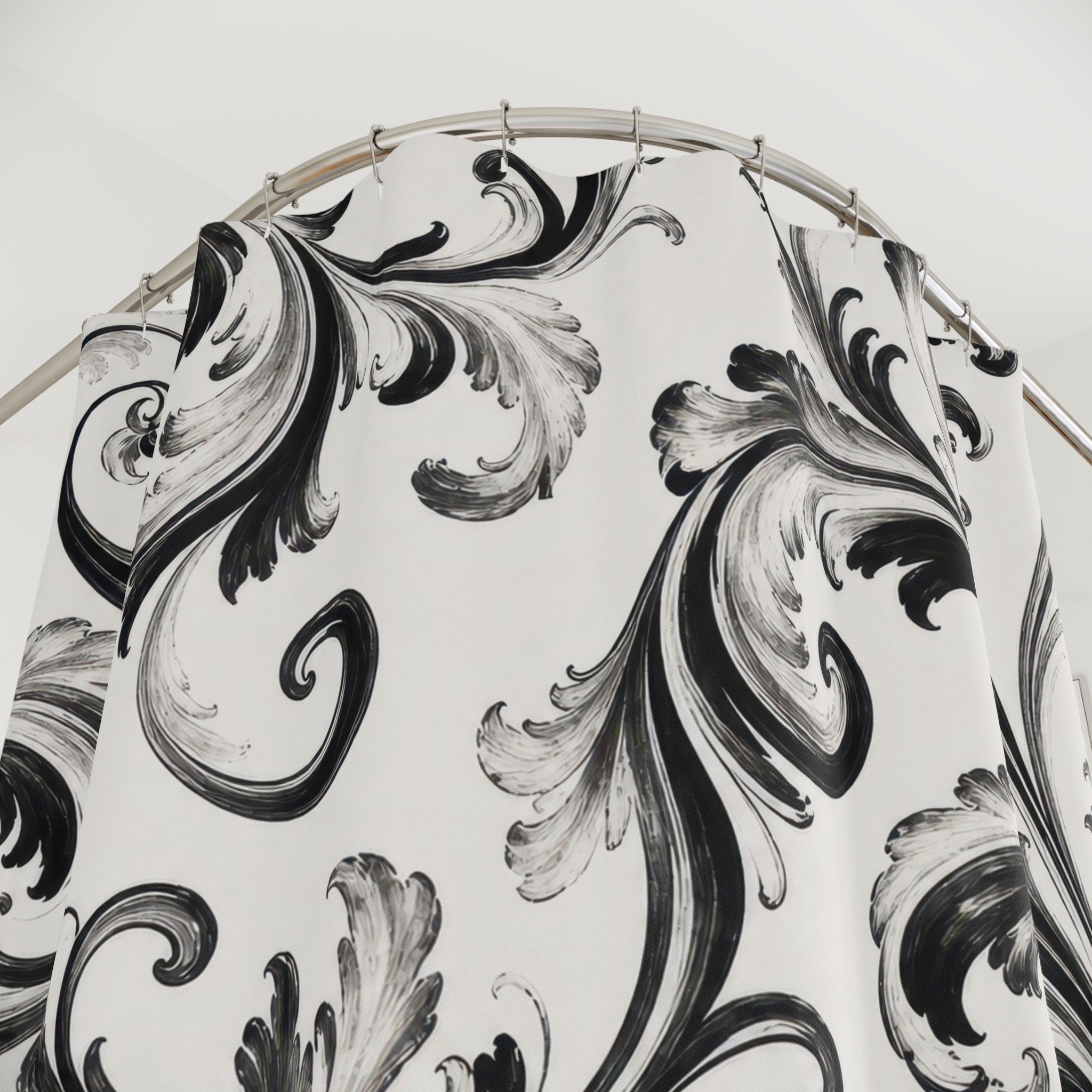 Black White Damask Shower Curtain
