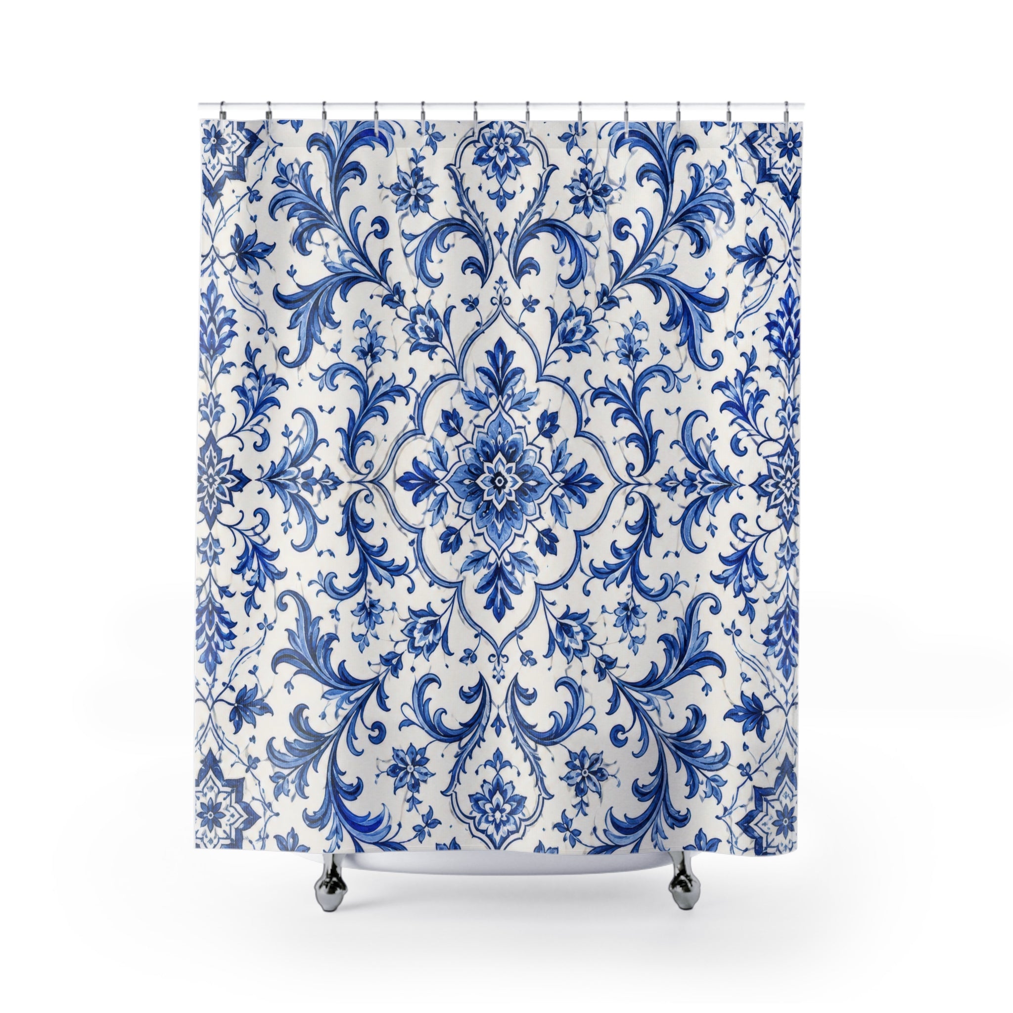 Blue White Shower Curtain