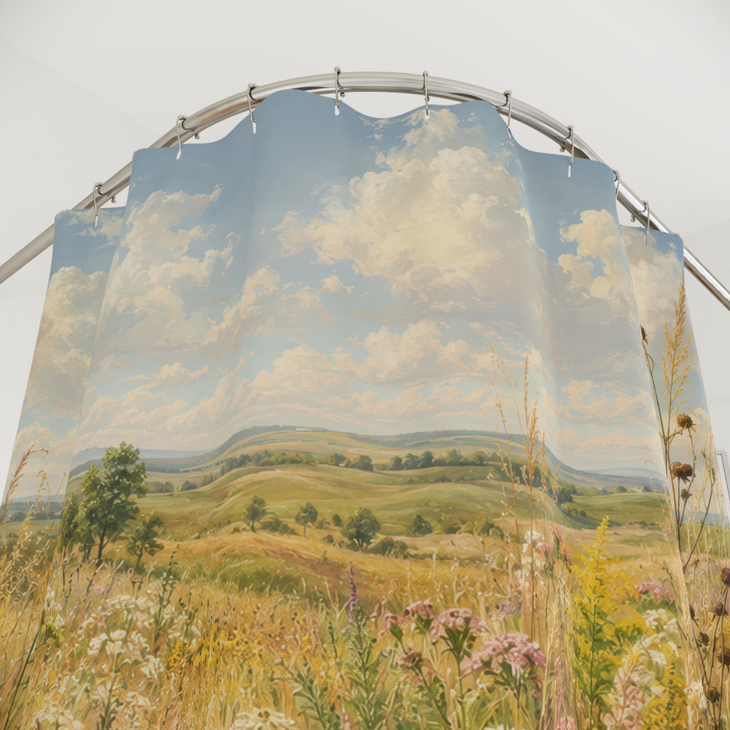 Wildflower Prairie Shower Curtain: Golden Meadow Floral