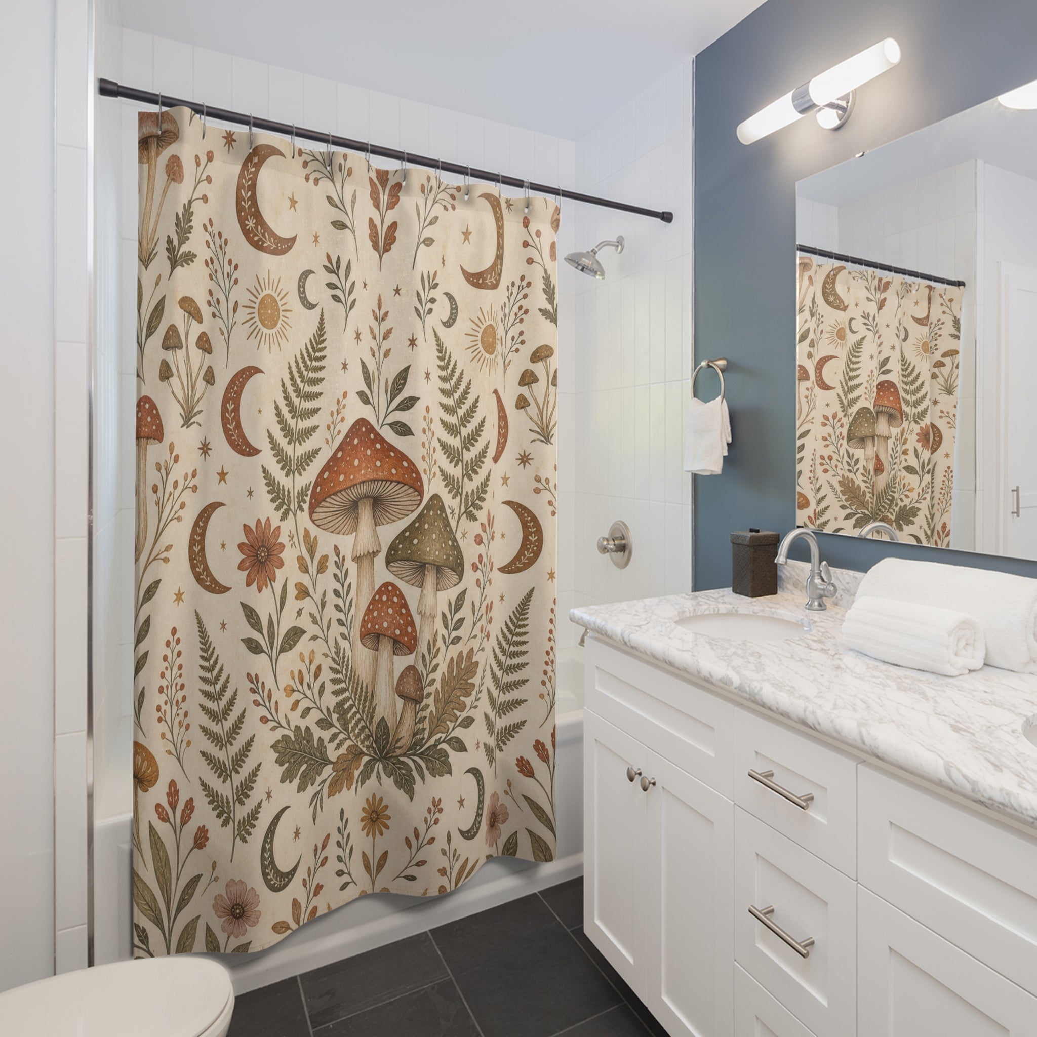 Boho Woodland Mushroom Shower Curtain