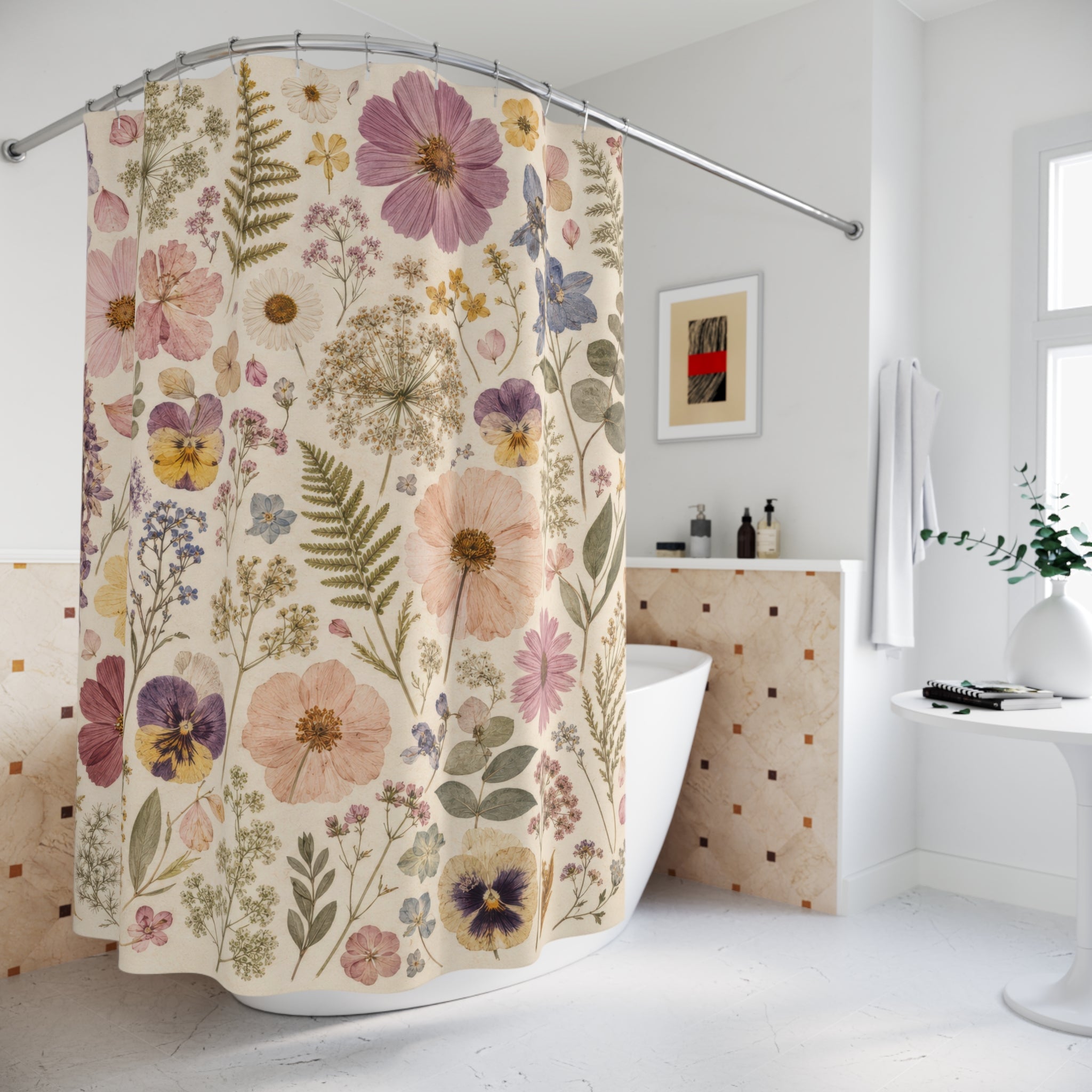 Pressed Flower Botanical Shower Curtain