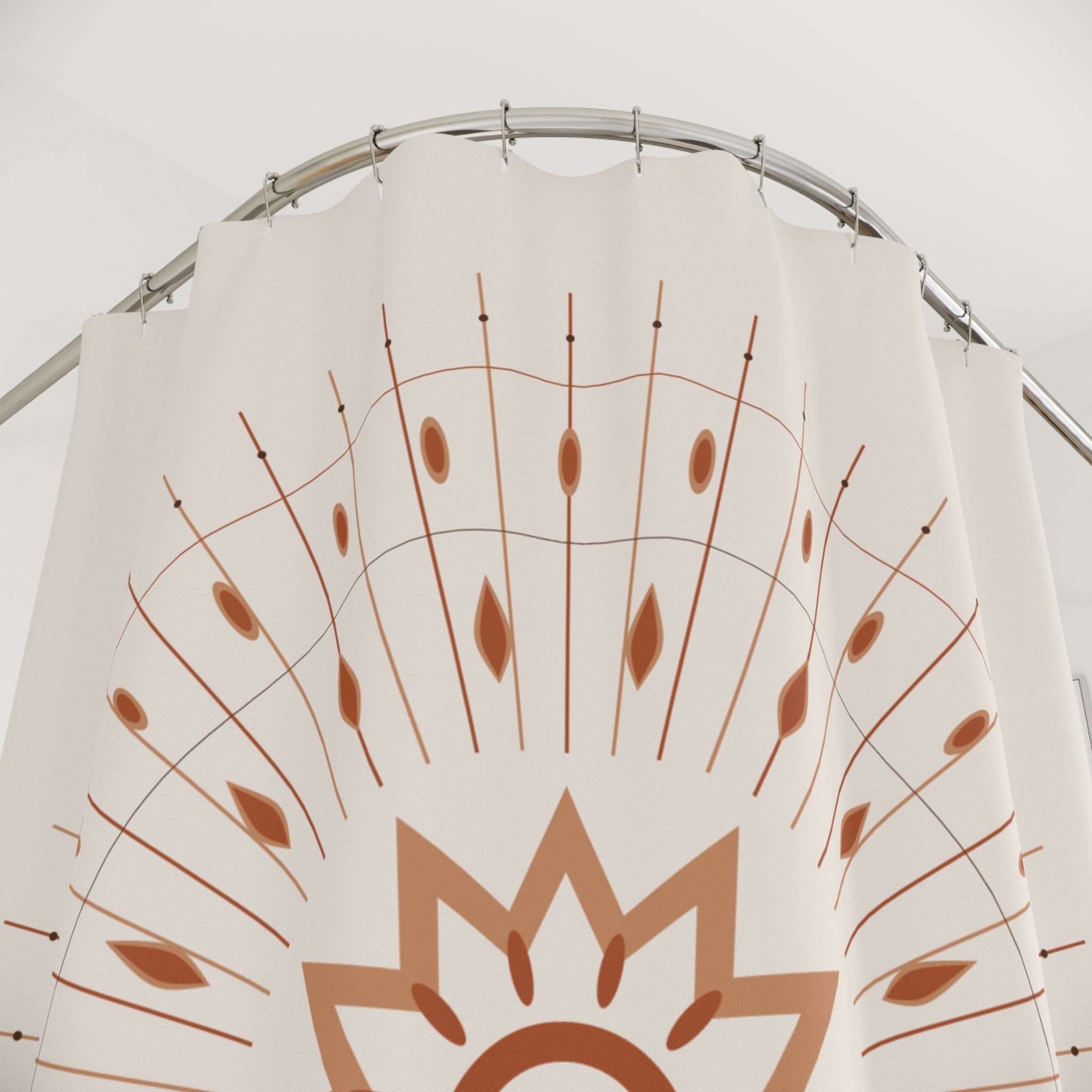 Boho Sun Mandala Shower Curtain – Terracotta Sunburst