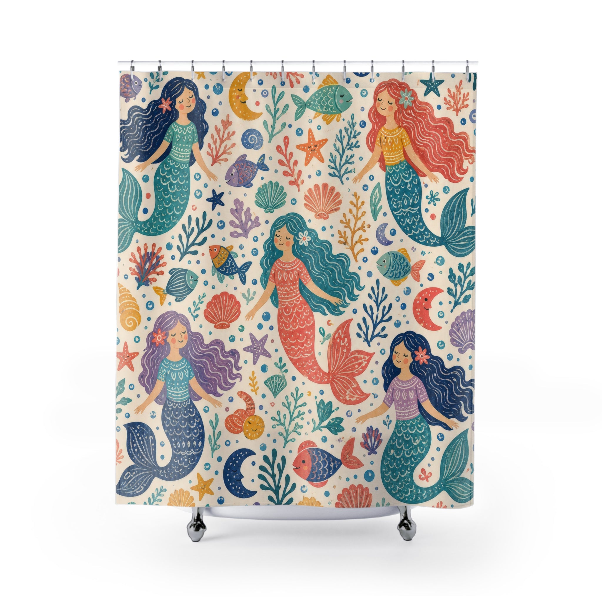 Colorful Ocean Repeat Shower Curtain