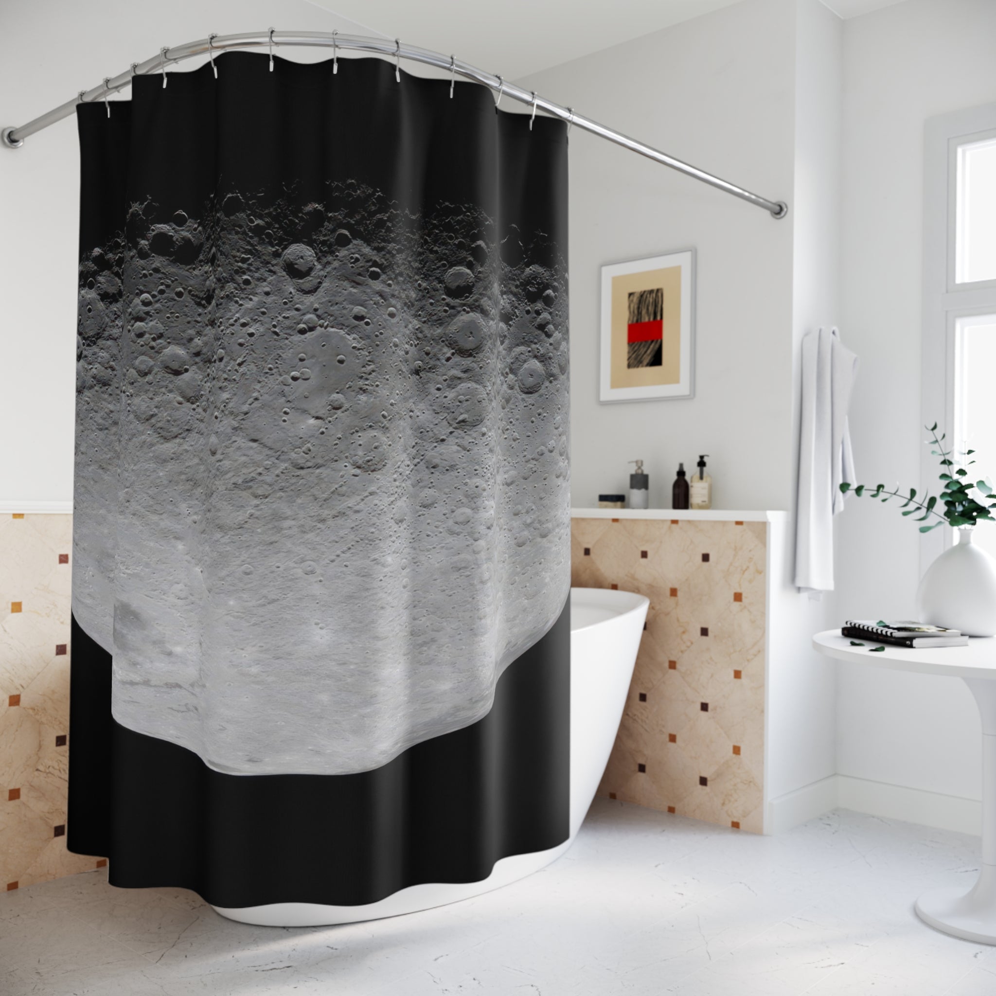 Black and Grey Moon Shower Curtain: Lunar Photo