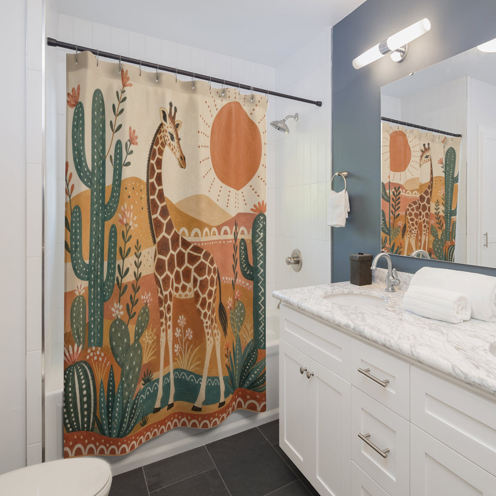 Desert Cactus Safari Animal Shower Curtain