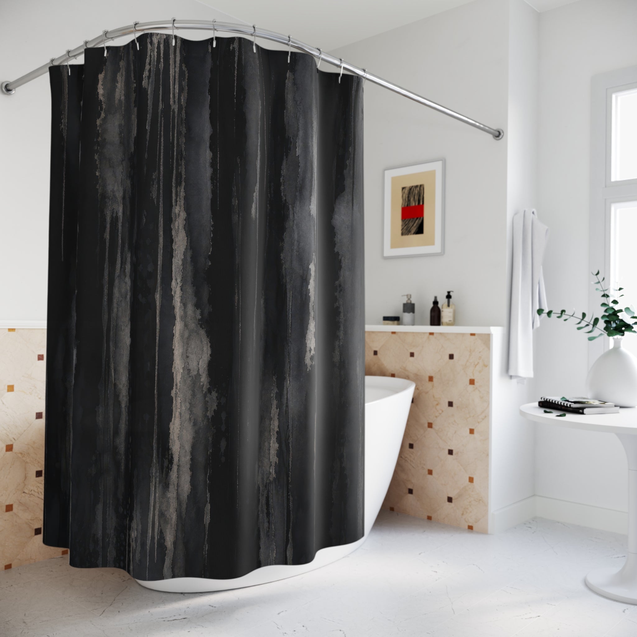 Watercolor Abstract Brush Stroke Shower Curtain