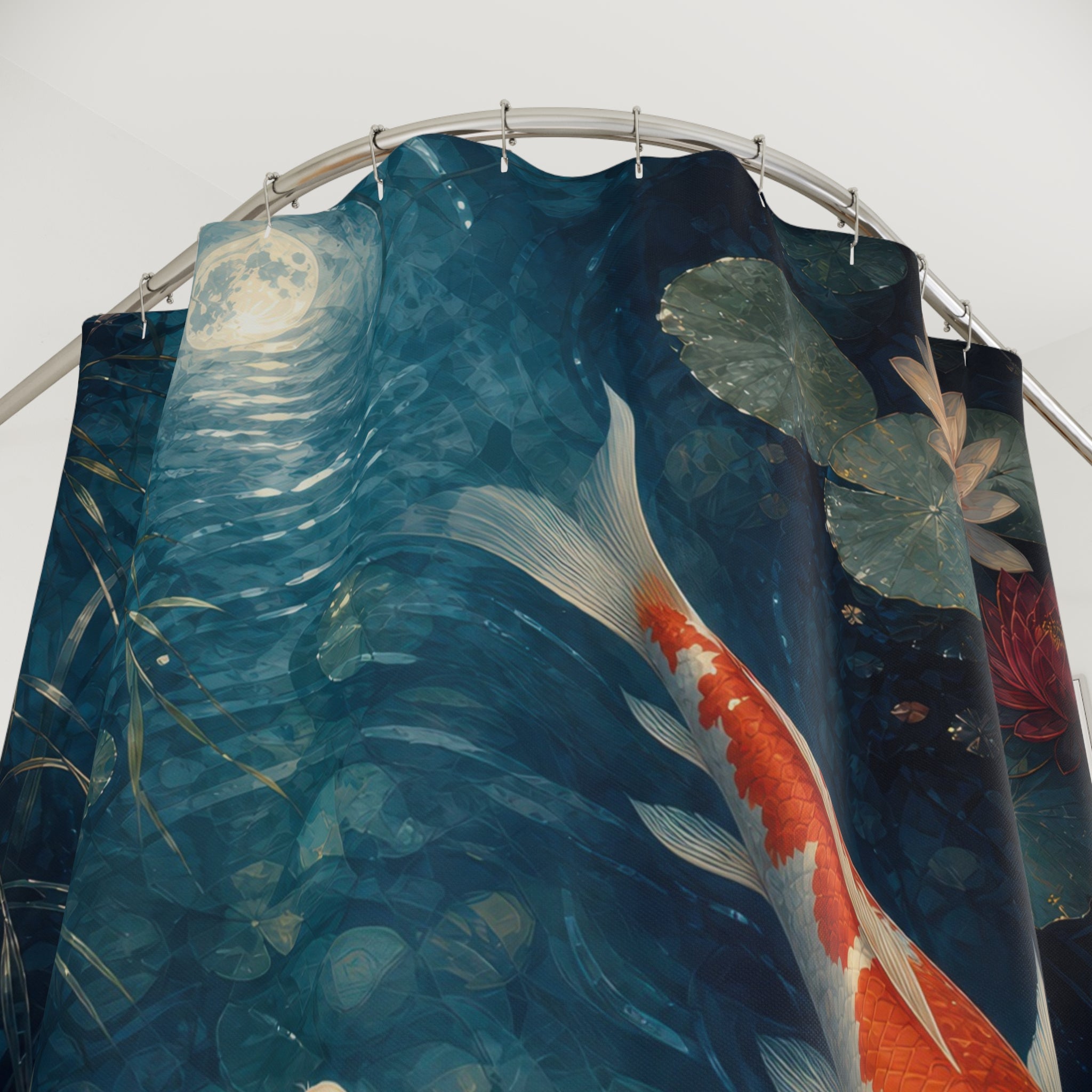 Moonlit Koi Water Garden Shower Curtain
