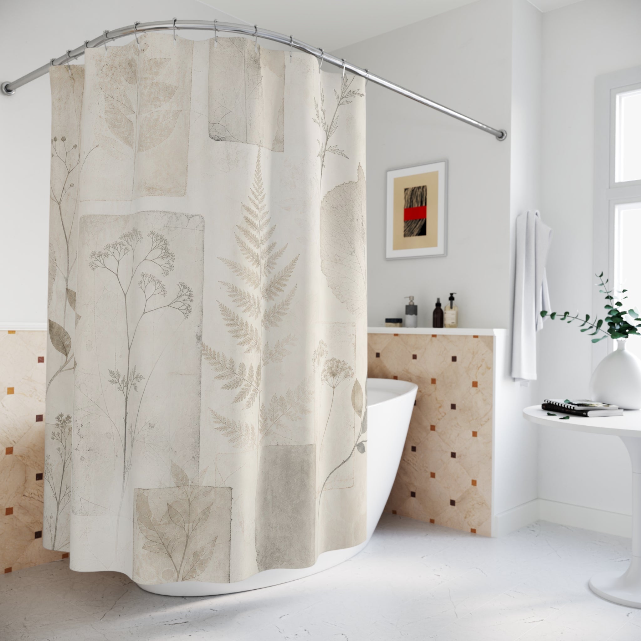 Pressed Flower Leaf Collage Shower Curtain