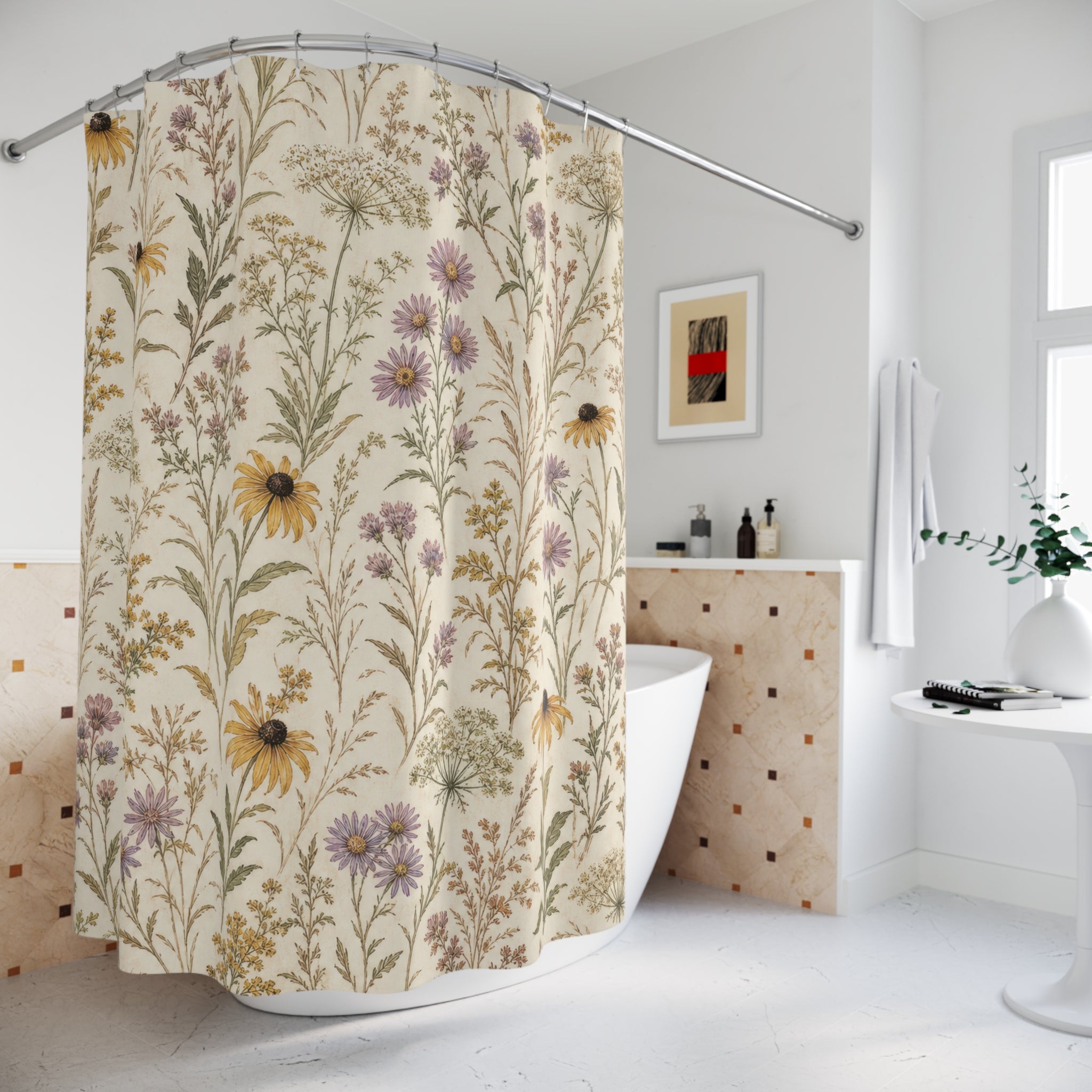 Yellow Wildflower Meadow Shower Curtain