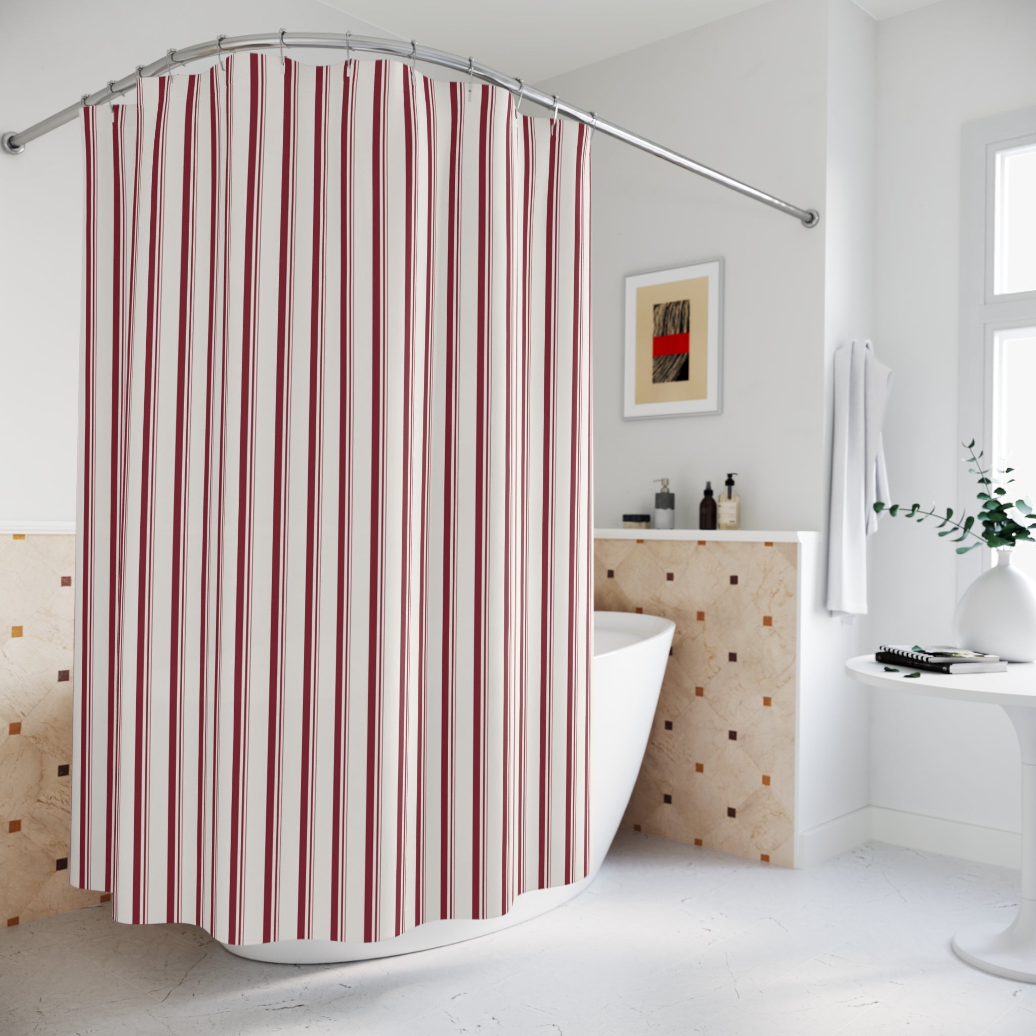Red and White Stripe Shower Curtain – Heritage