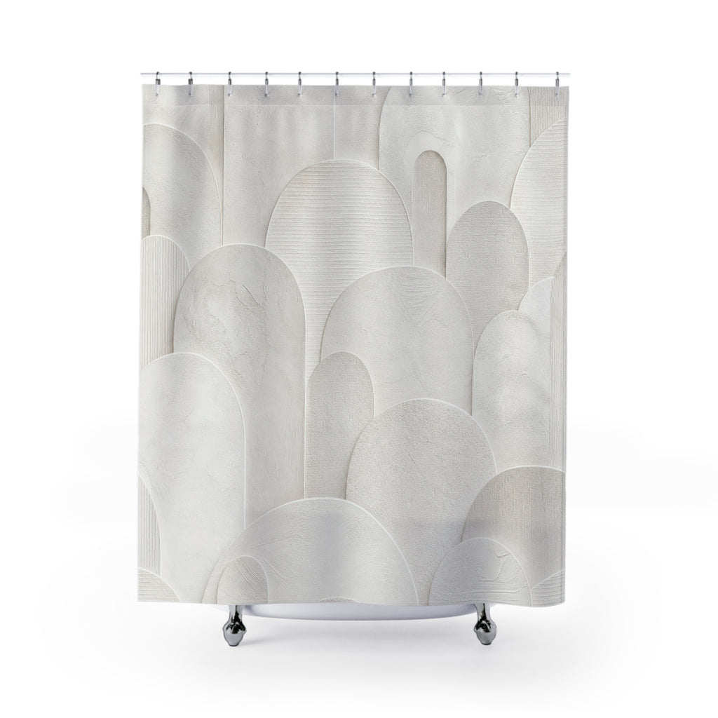White Abstract Arches Shower Curtain