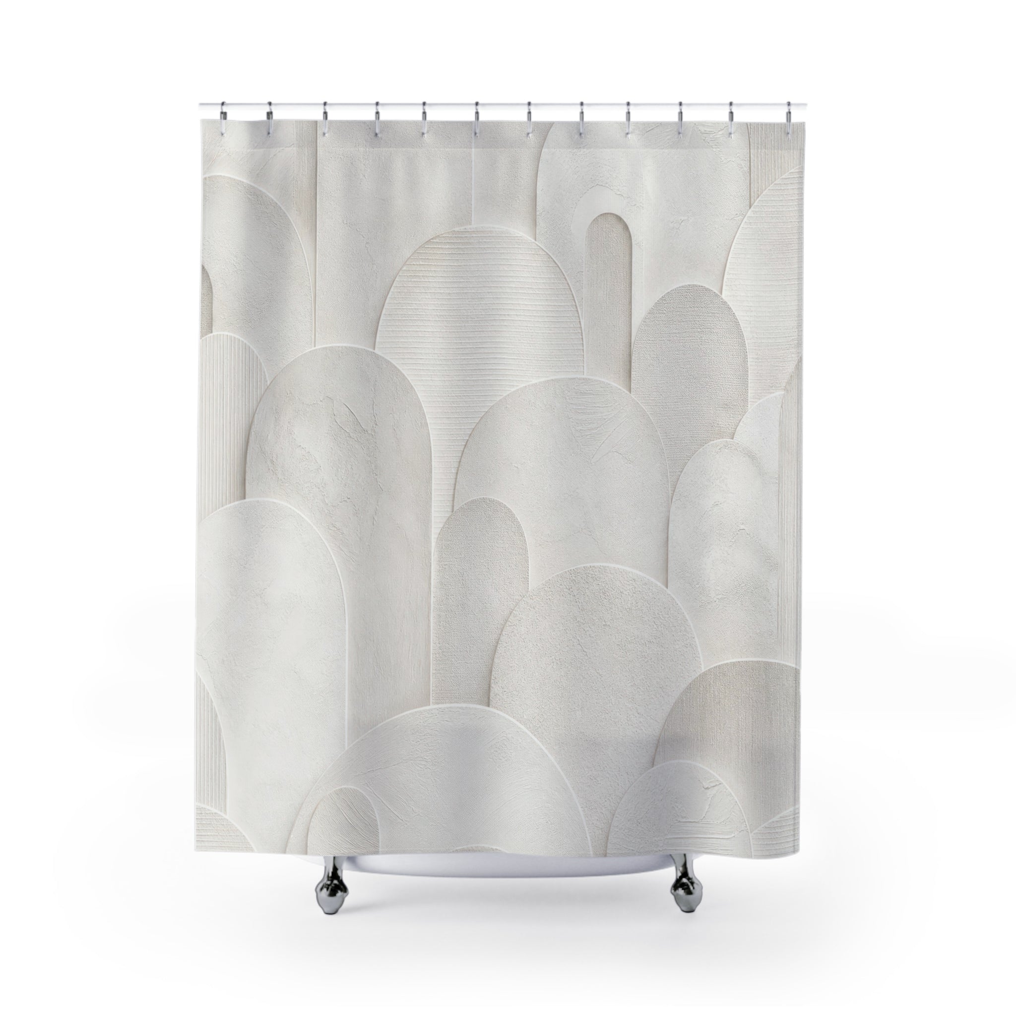 White Abstract Arches Shower Curtain