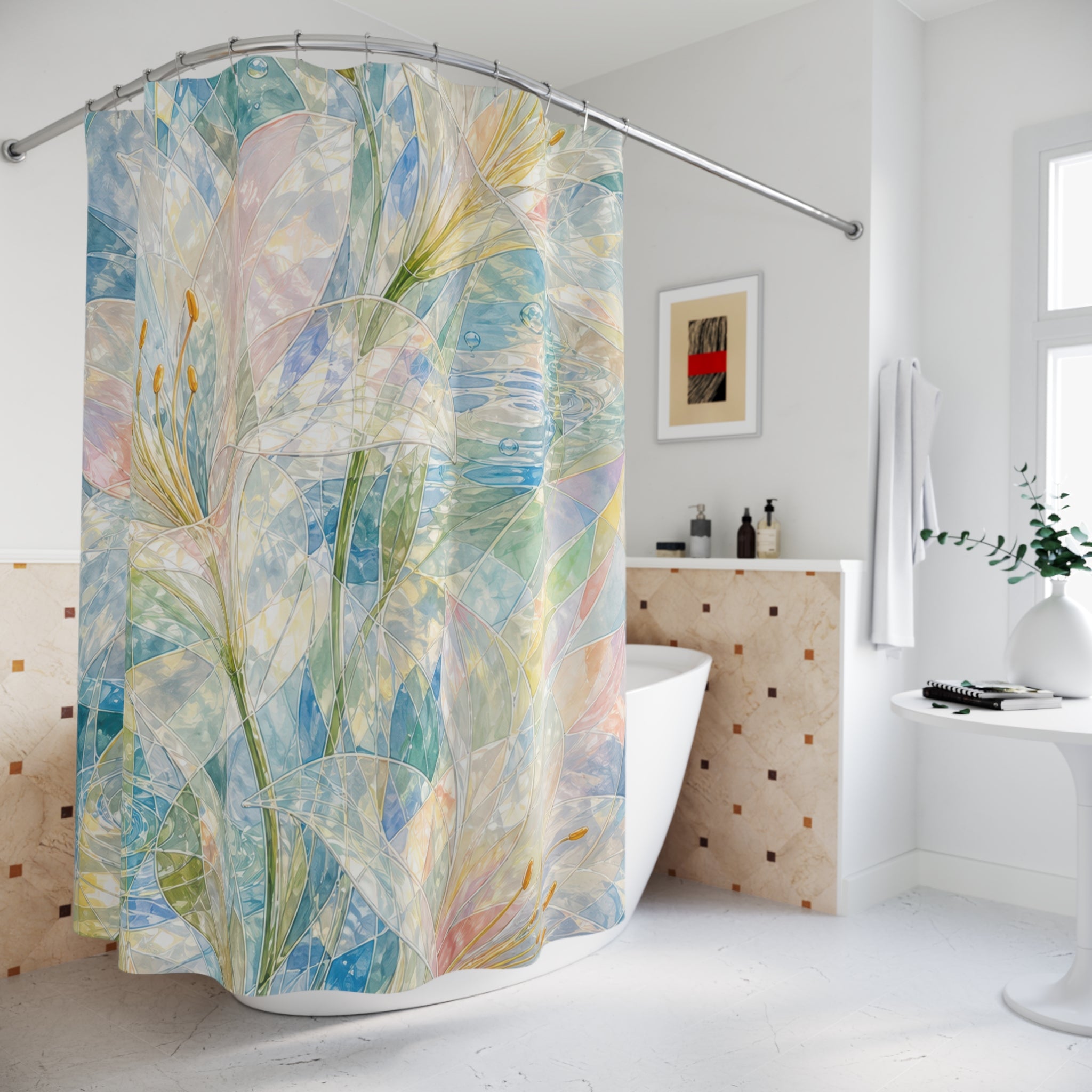Glass Lily Refractions Shower Curtain