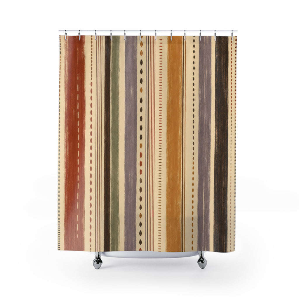 Terracotta Tan Dotted Stripe Shower Curtain