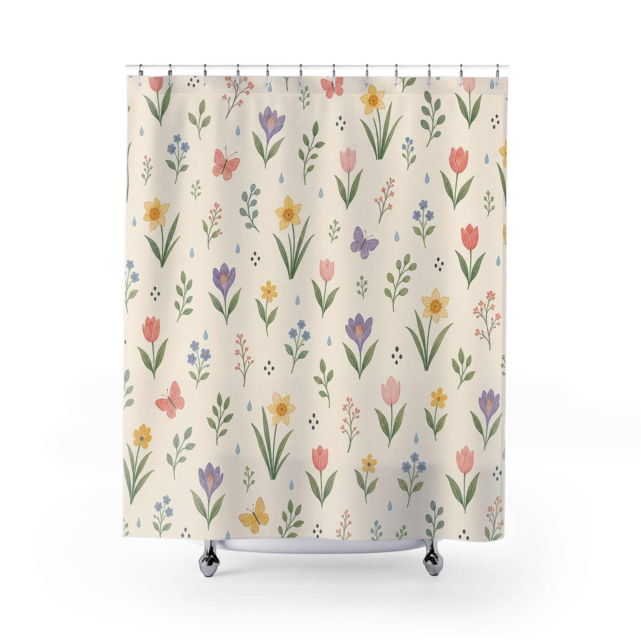 Spring Flower Floral Shower Curtain