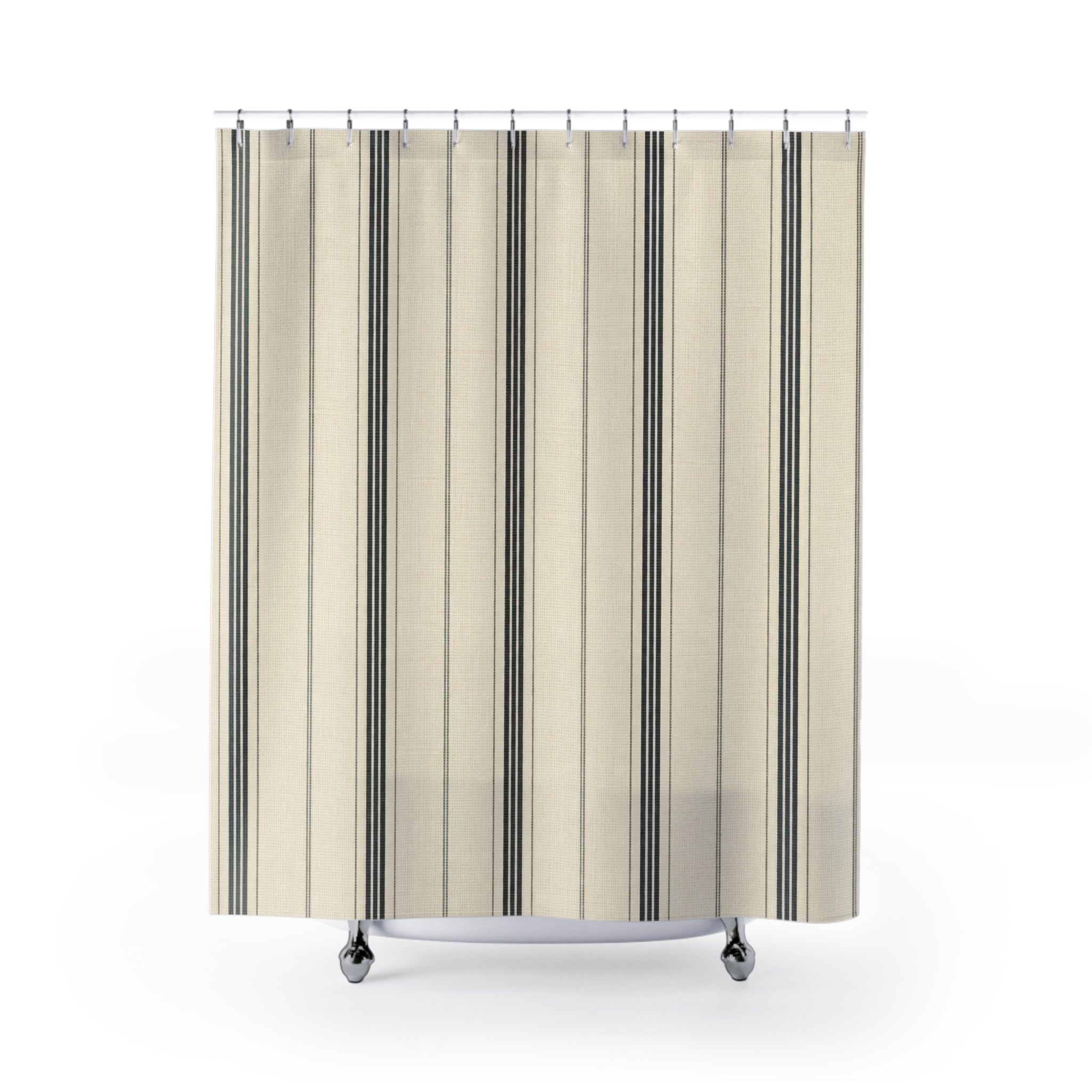 Black Needle Stripe Shower Curtain