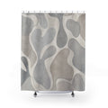 Abstract Shower Curtain, Gray Geometric Bath Decor, Organic Shape Pattern, Modern Neutral Guest Bathroom Decor, Soft Modern Spa Style