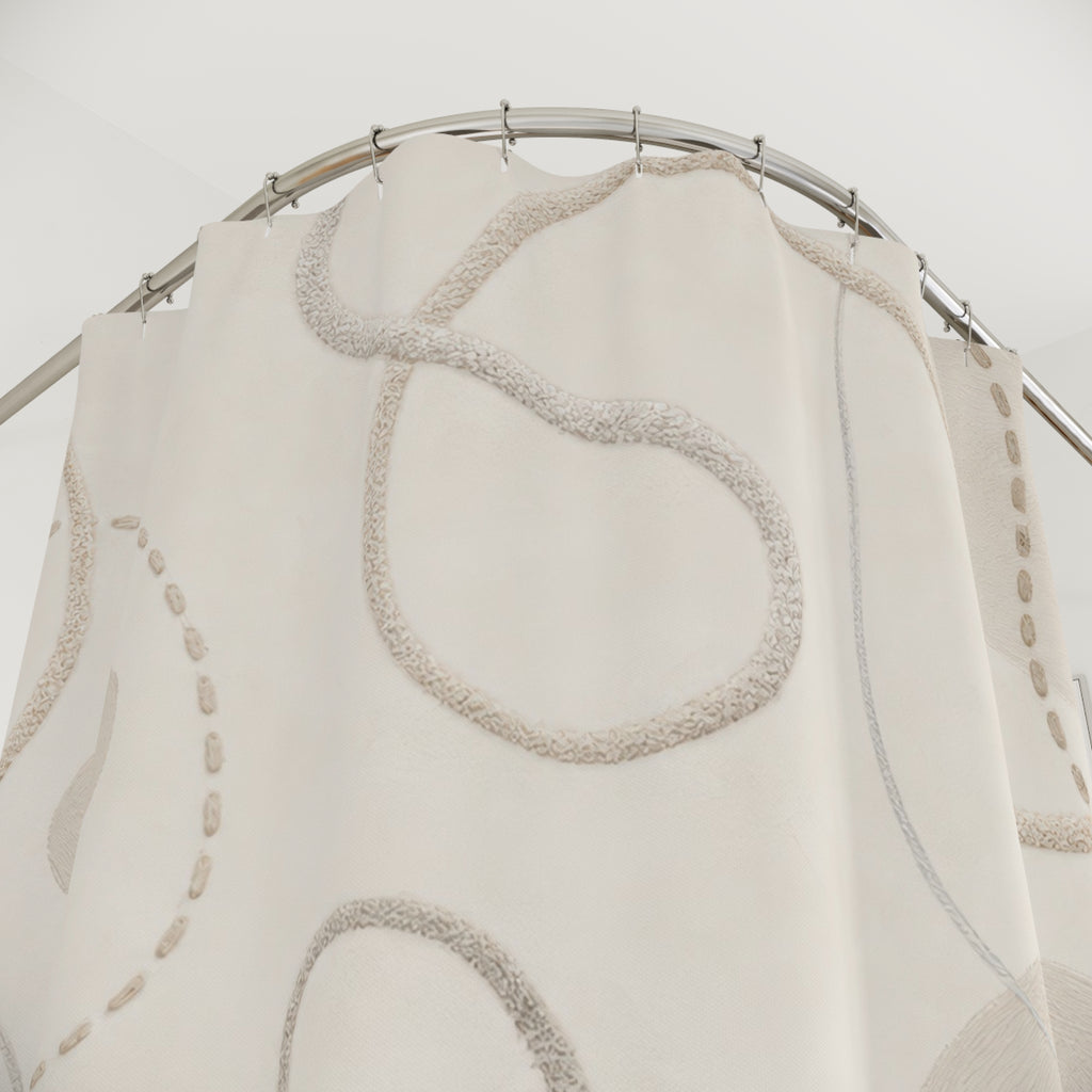 Off White Abstract Line Shower Curtain