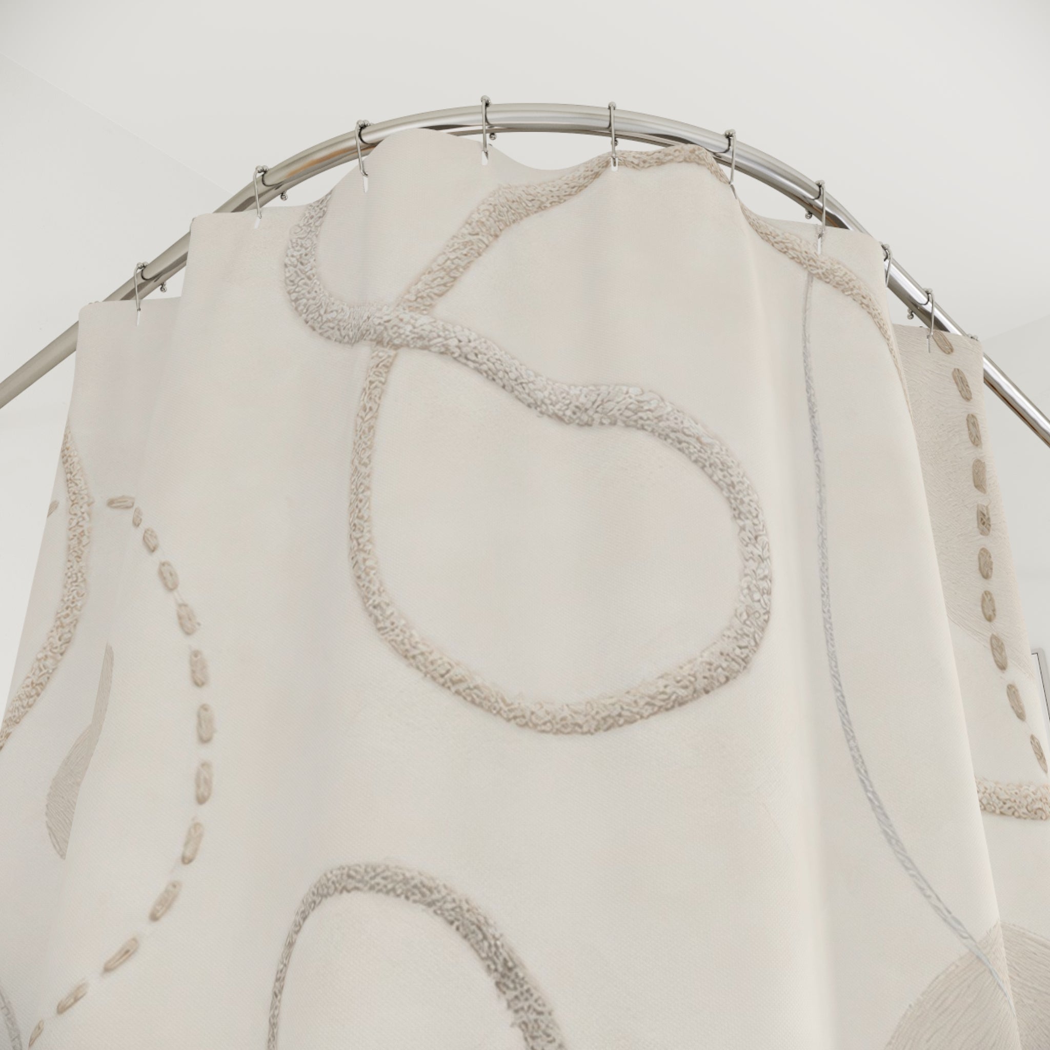 Off White Abstract Line Shower Curtain