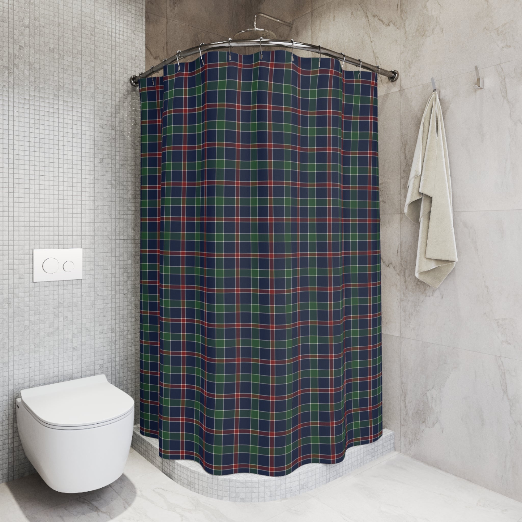 Classic Tartan Plaid Shower Curtain – Navy, Green & Red