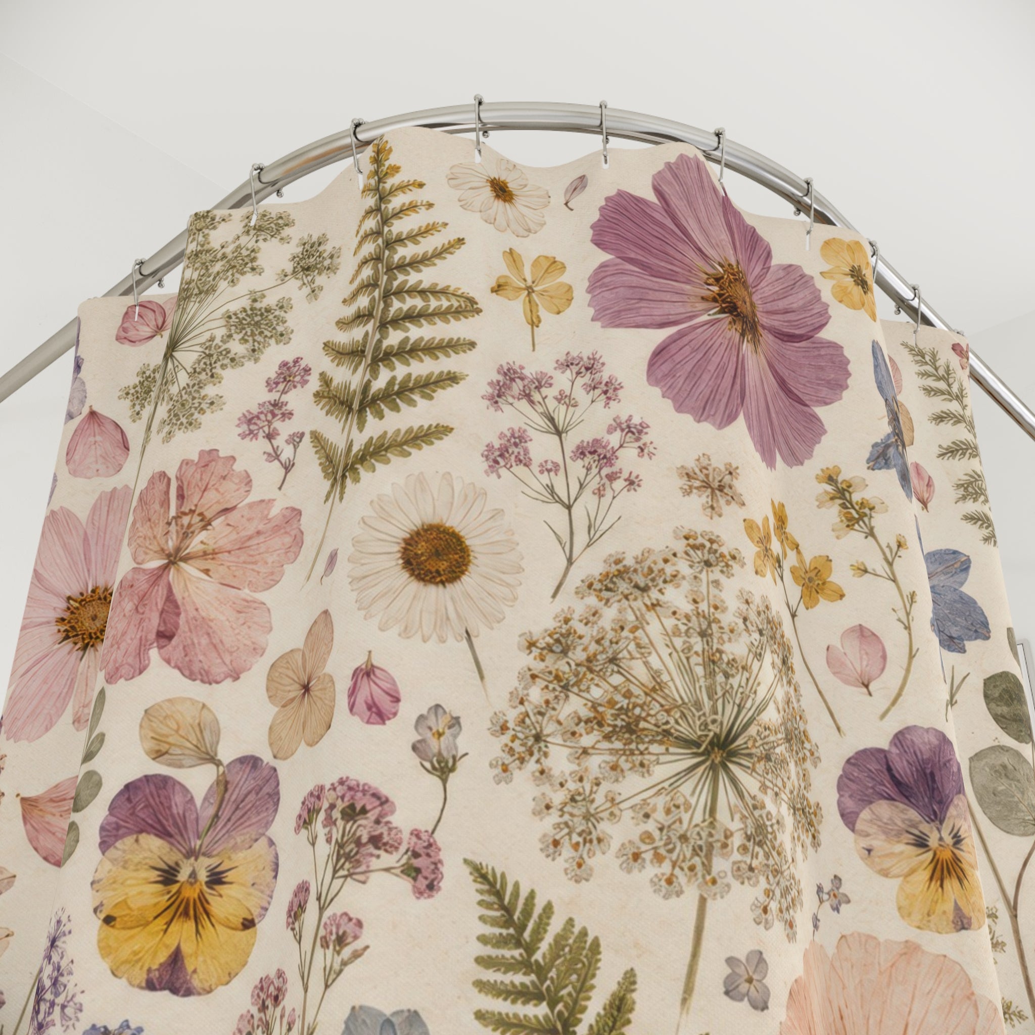 Pressed Flower Botanical Shower Curtain