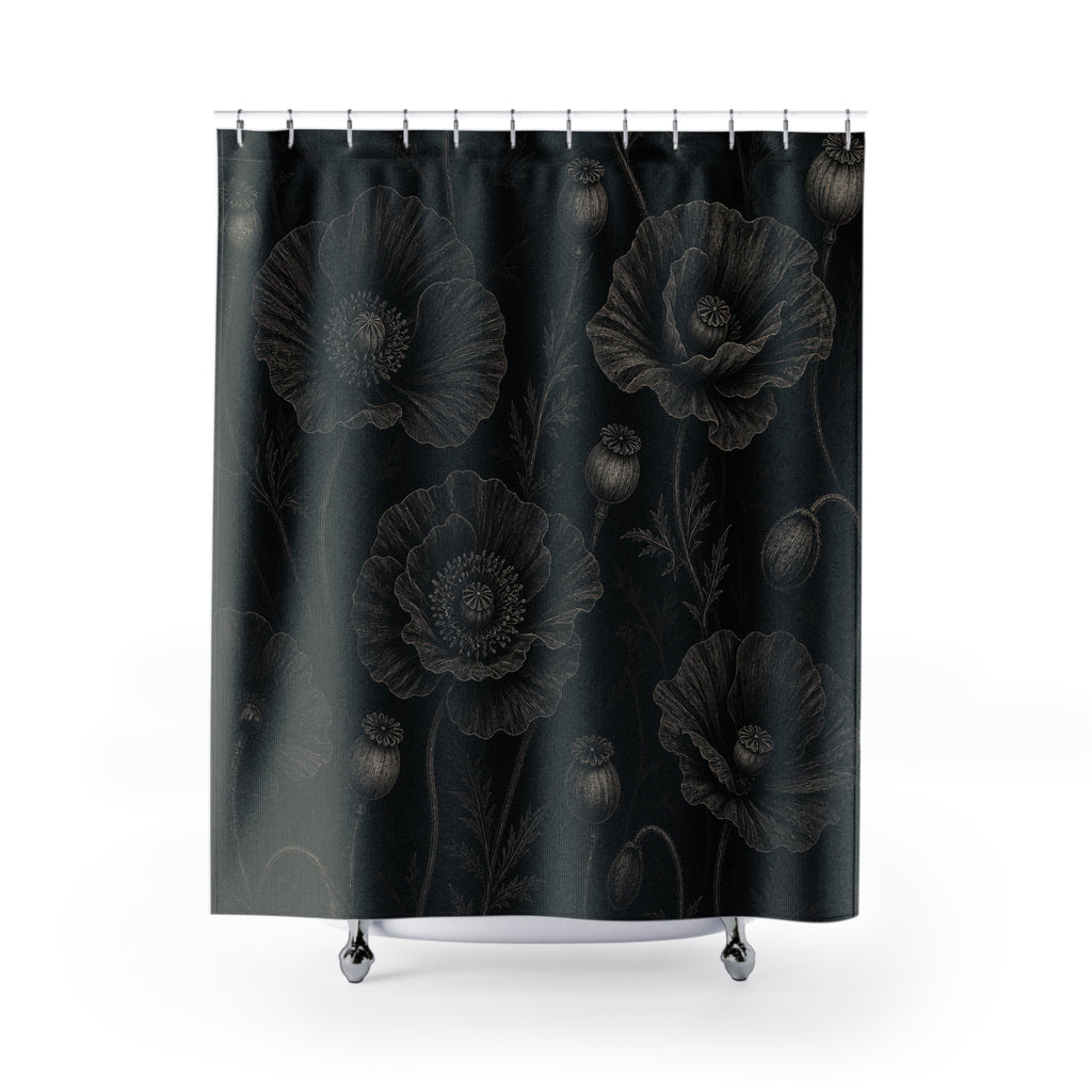 Gothic Poppy Flower Shower Curtain