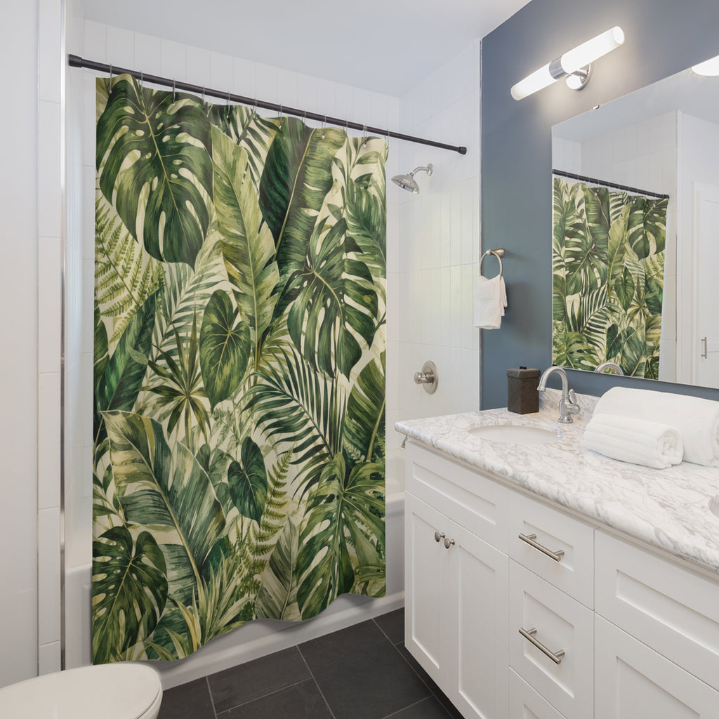 Tropical Leaf Shower Curtain: Green Botanical