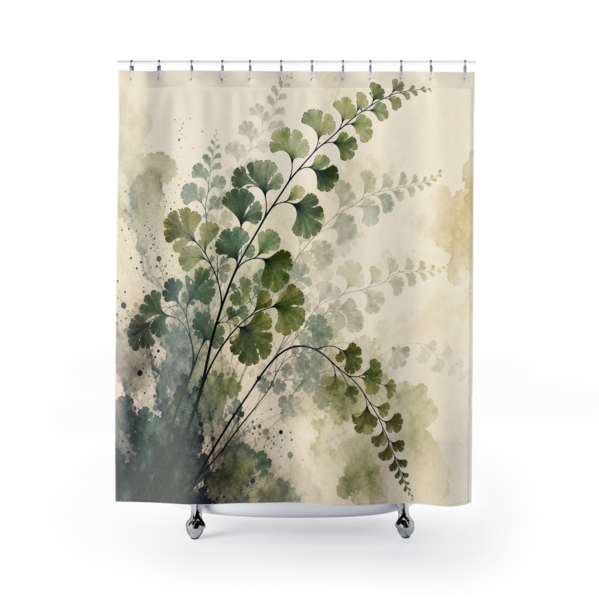 Misty Sumi-e Maidenhair Fern Shower Curtain