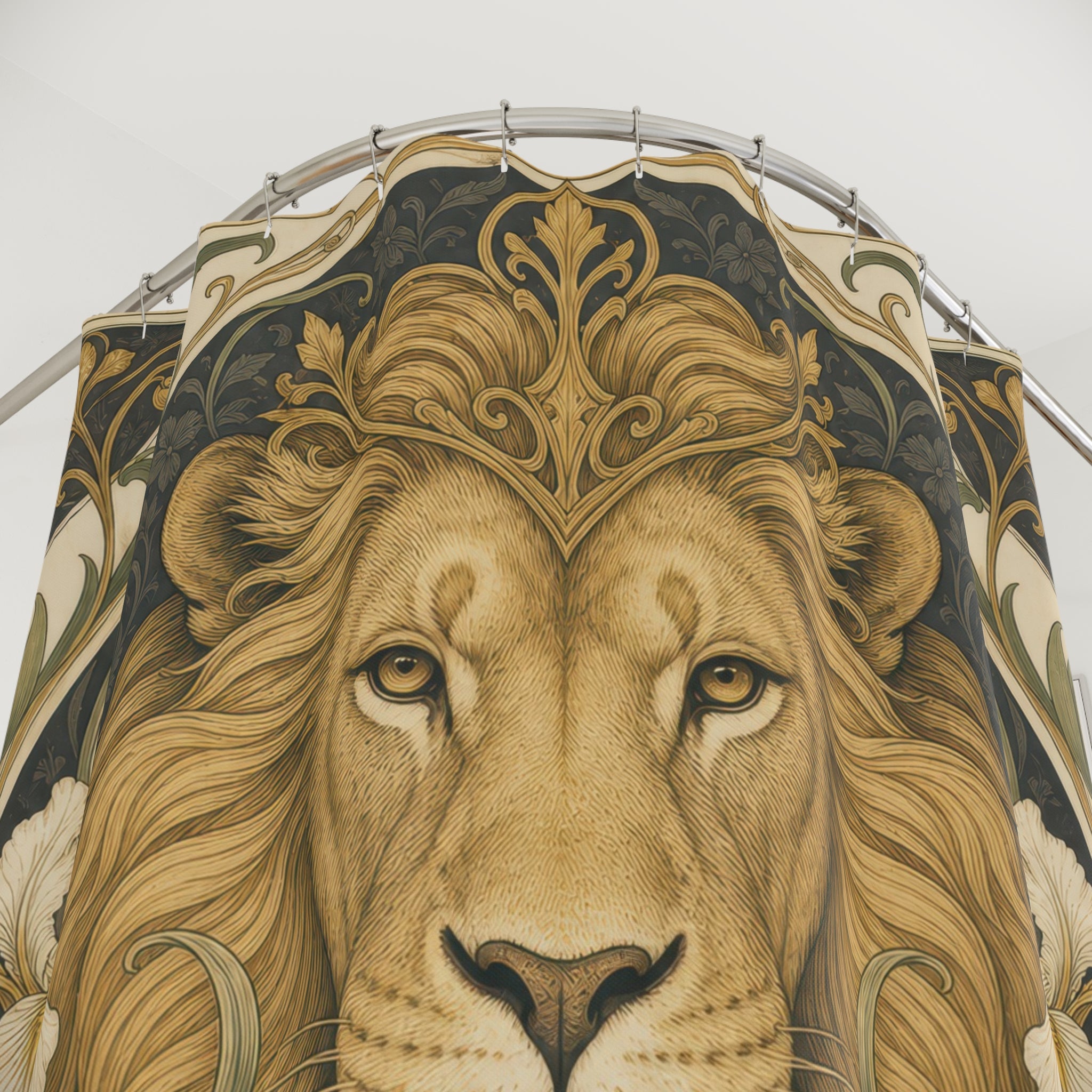 Art Nouveau Floral Animal Portrait Shower Curtain