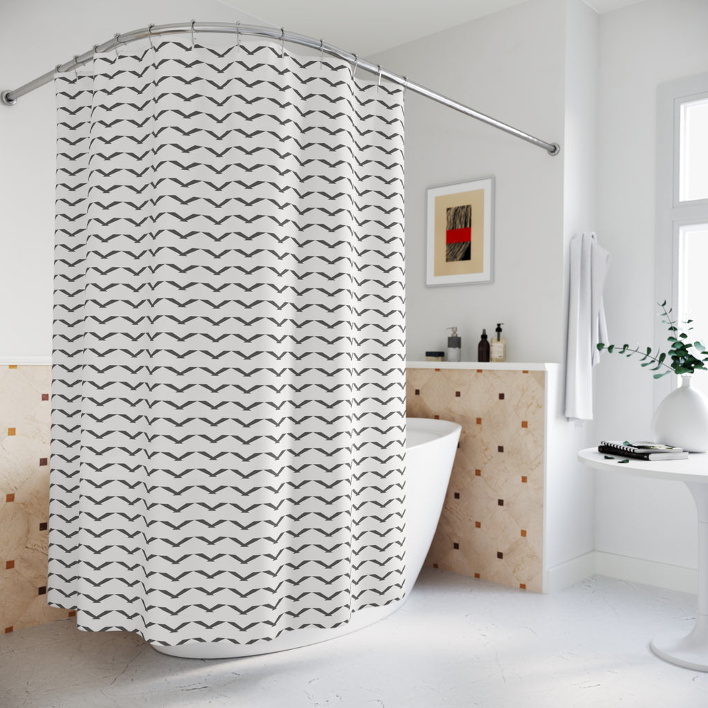Grey and White Chevron Shower Curtain