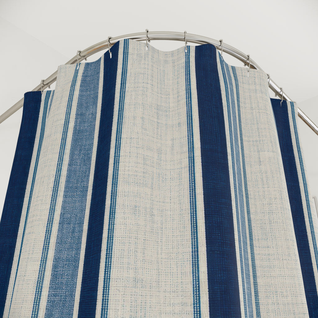 Light Navy Gray Blue Stripe Shower Curtain