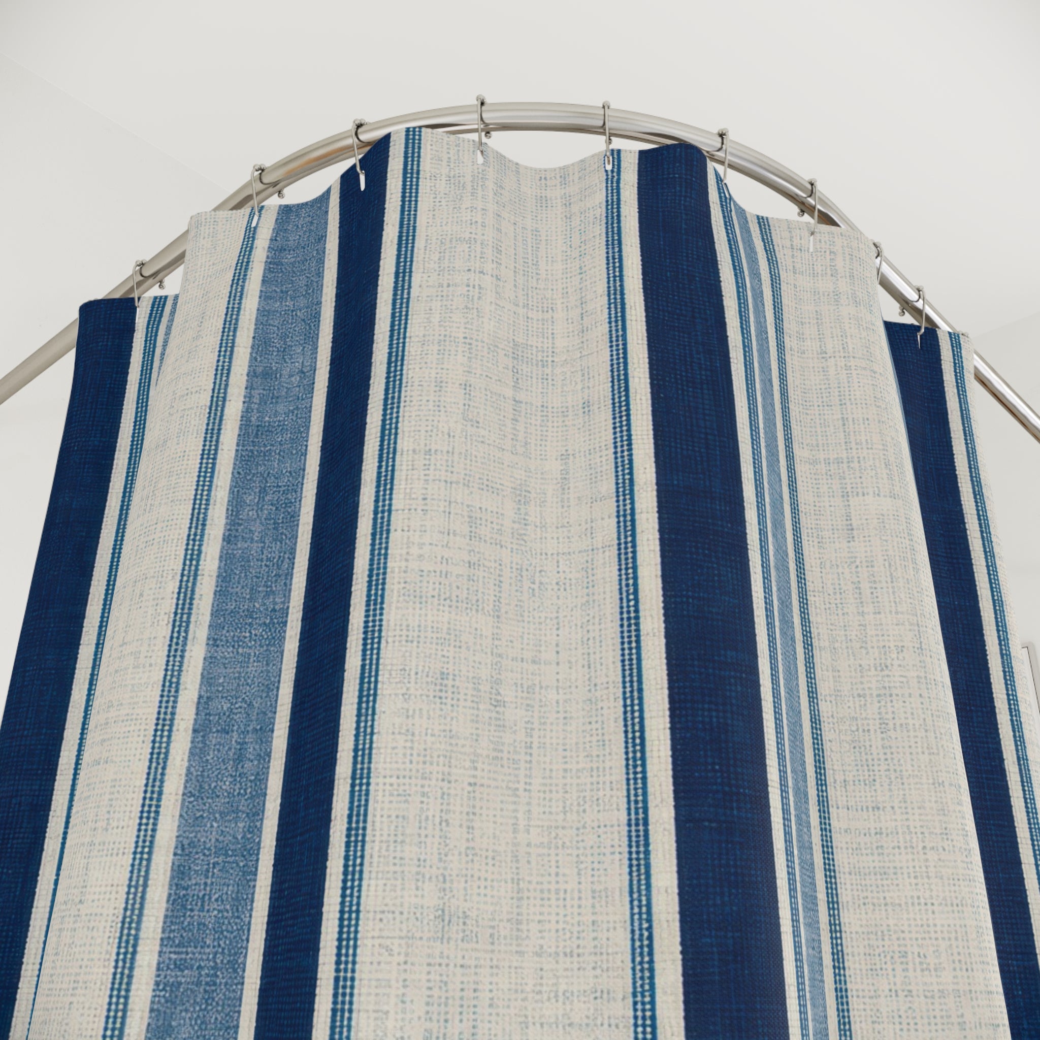 Light Navy Gray Blue Stripe Shower Curtain