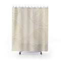 Cream Shower Curtain, Minimal Botanical Bath Decor, Beige Leaf Line Art Pattern, Elegant Neutral Guest Bathroom Decor, Soft Modern Style