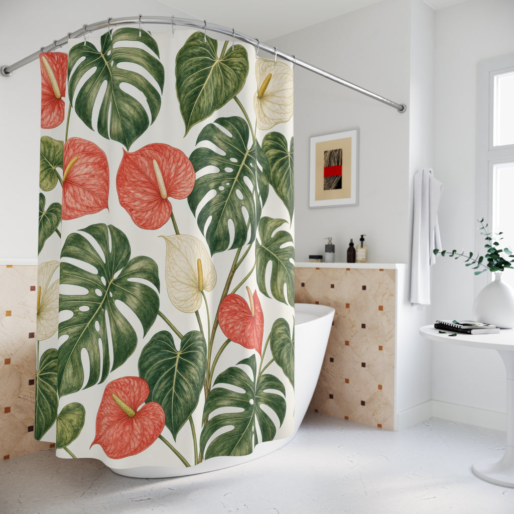 Monstera Leaf Tropical Botanical Shower Curtain