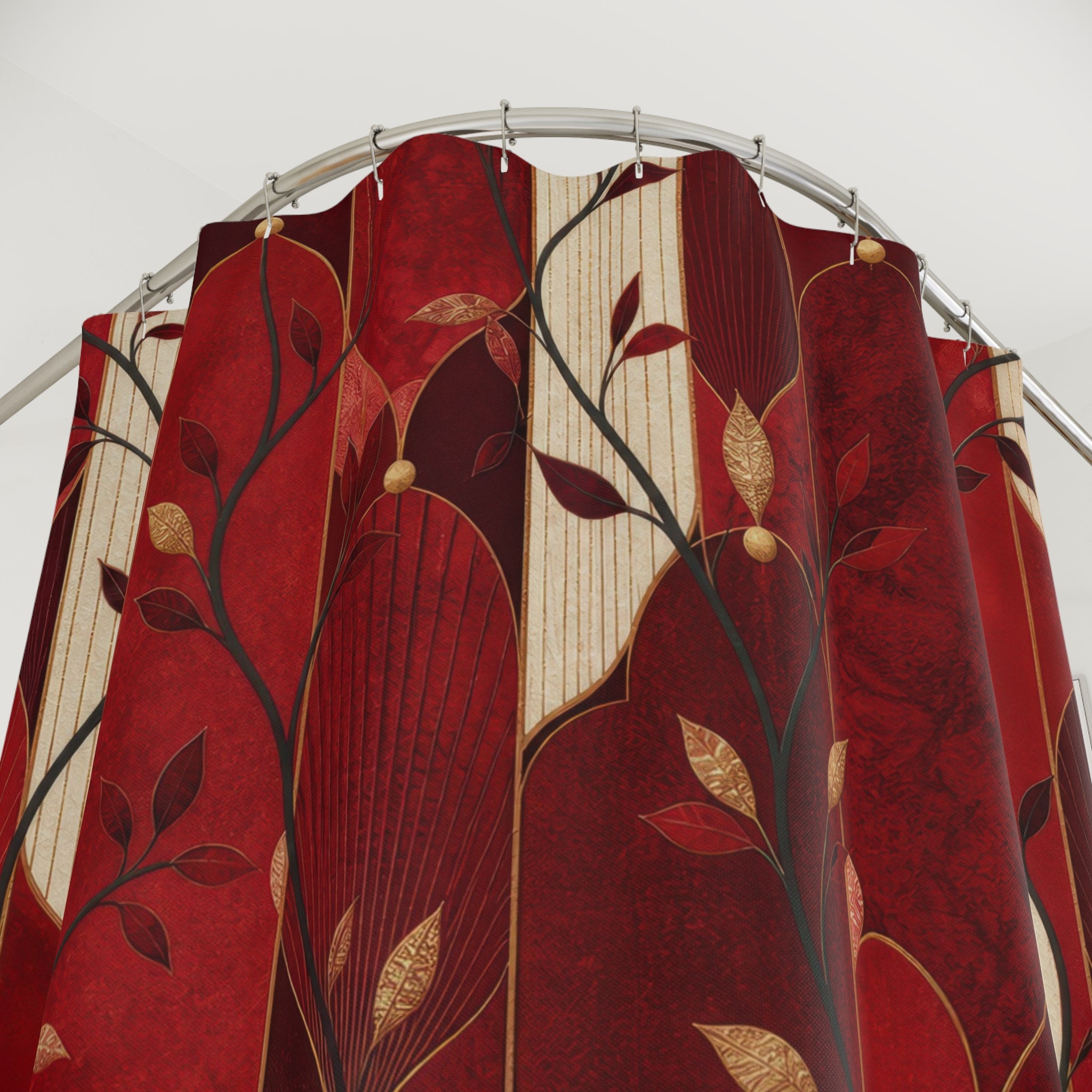 Nouveau Botanical Red Floral Shower Curtain