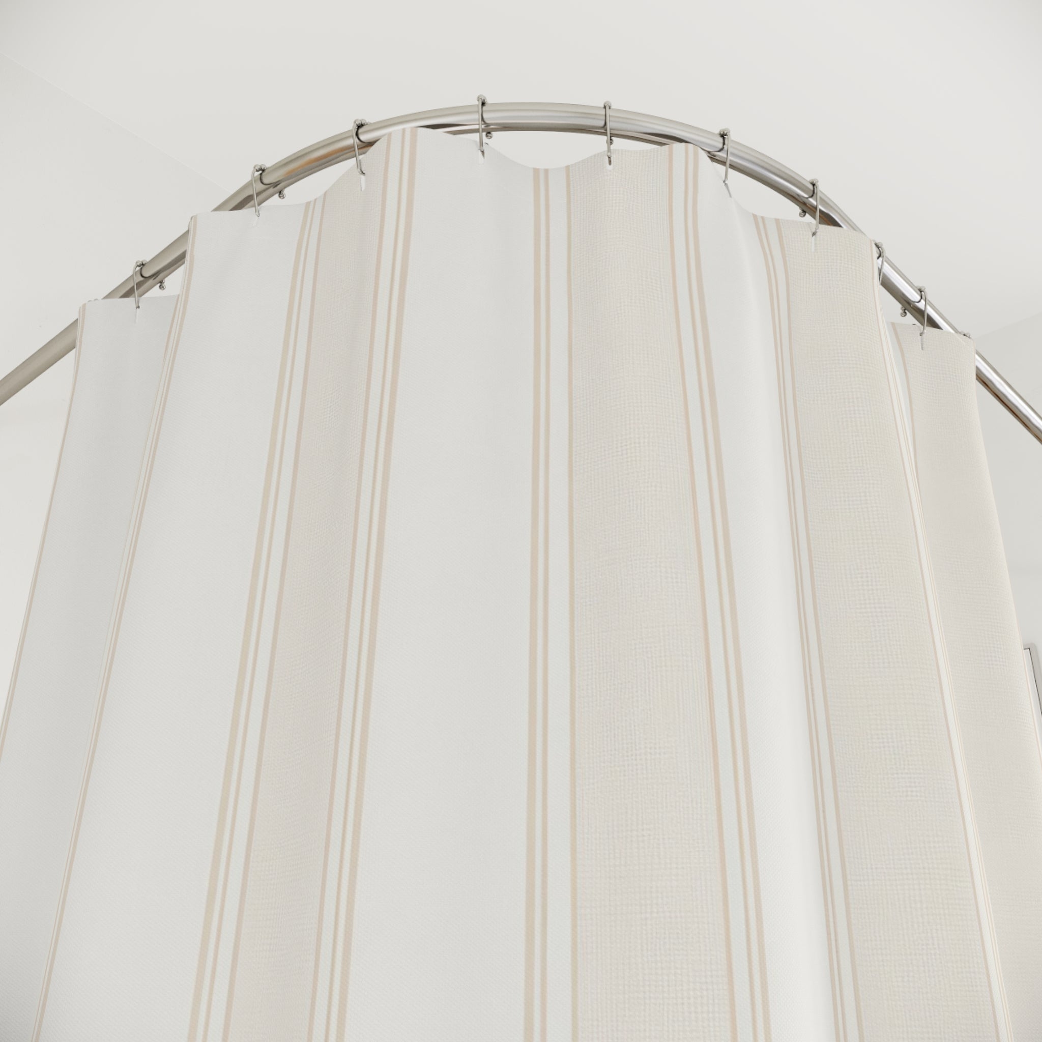 Ivory Cream Pale Beige Stripe Shower Curtain