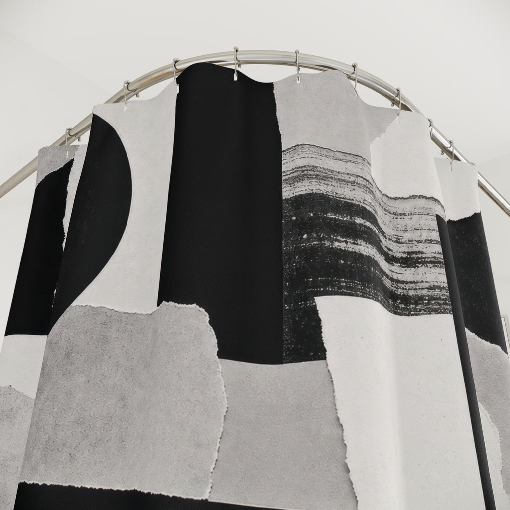 Black White Abstract Shower Curtain