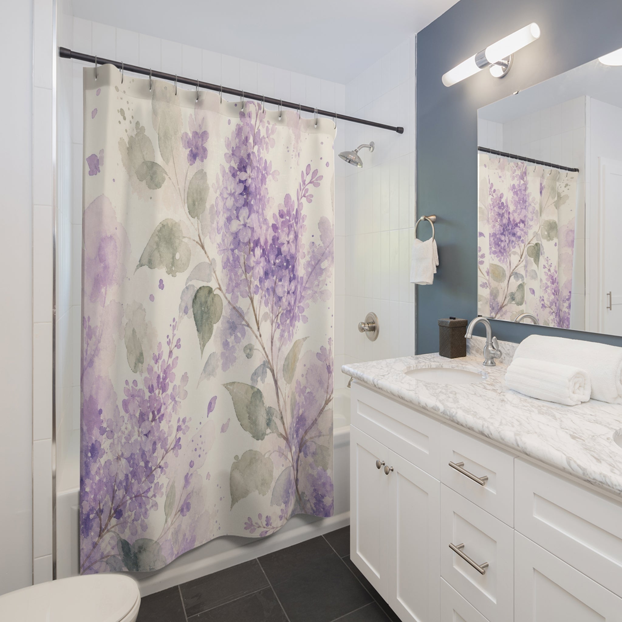 Lilac Purple Floral Shower Curtain