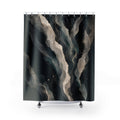 Black Abstract Shower Curtain, Smoky Gray Blue Bath Decor, Modern Mineral Stripe Pattern, Dark Bathroom Decor, Moody Guest Bathroom