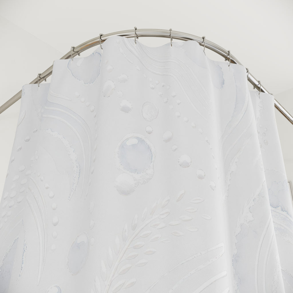 White Shower Curtain, Boho Abstract Bath Decor, Soft Swirl Bubble Pattern, Minimal Guest Bathroom Decor, Spa Neutral Style, White Style