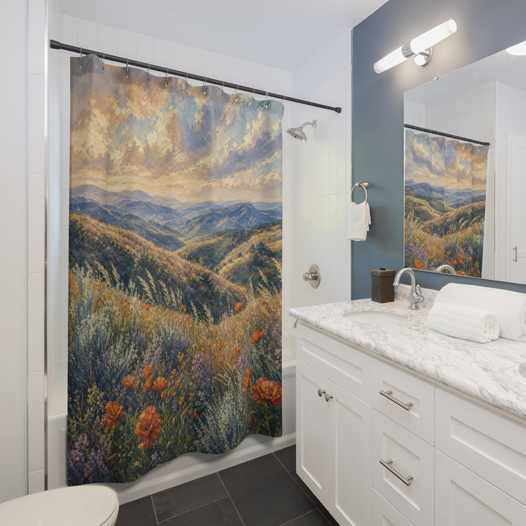 Impressionist Sage Hillside Shower Curtain