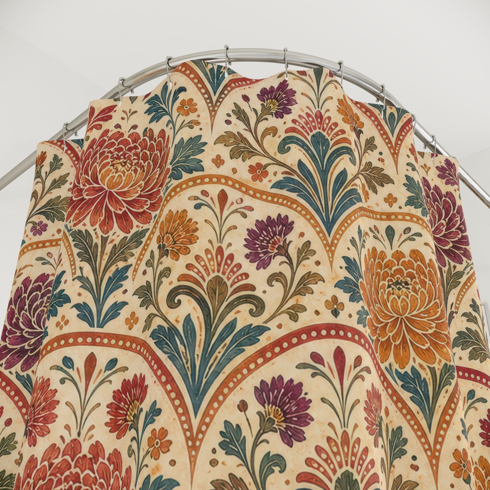 Scallop Fan Flower Boho Floral Shower Curtain