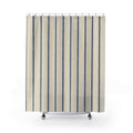 Blue Ticking Shower Curtain, French Stripe Bath Decor, Cream Vertical Stripe Pattern, Classic Guest Bathroom Decor, Blue Ticking Style