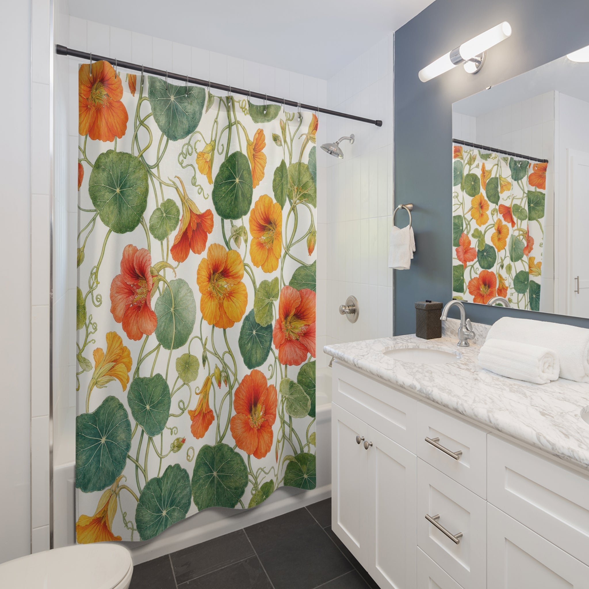 Nasturtium Botanical Vine Shower Curtain