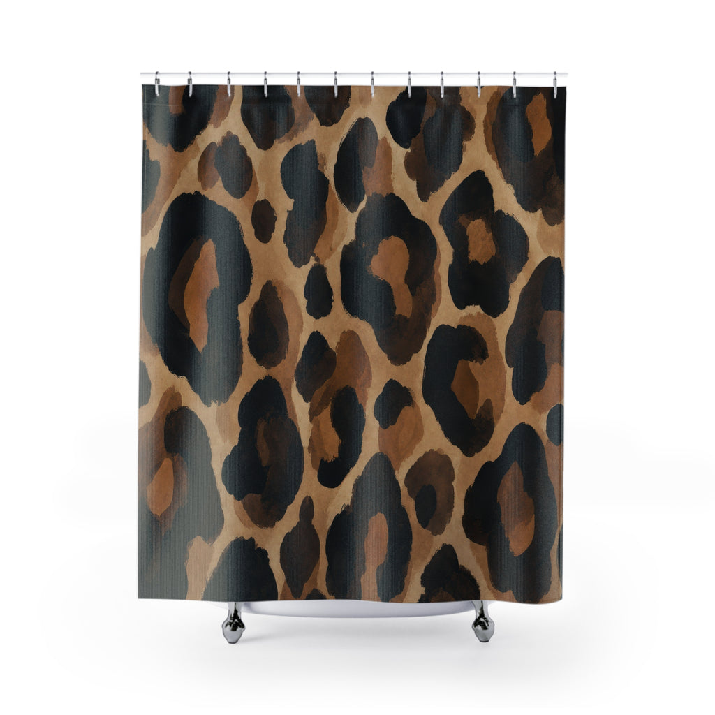 Black Brown Animal Print Shower Curtain