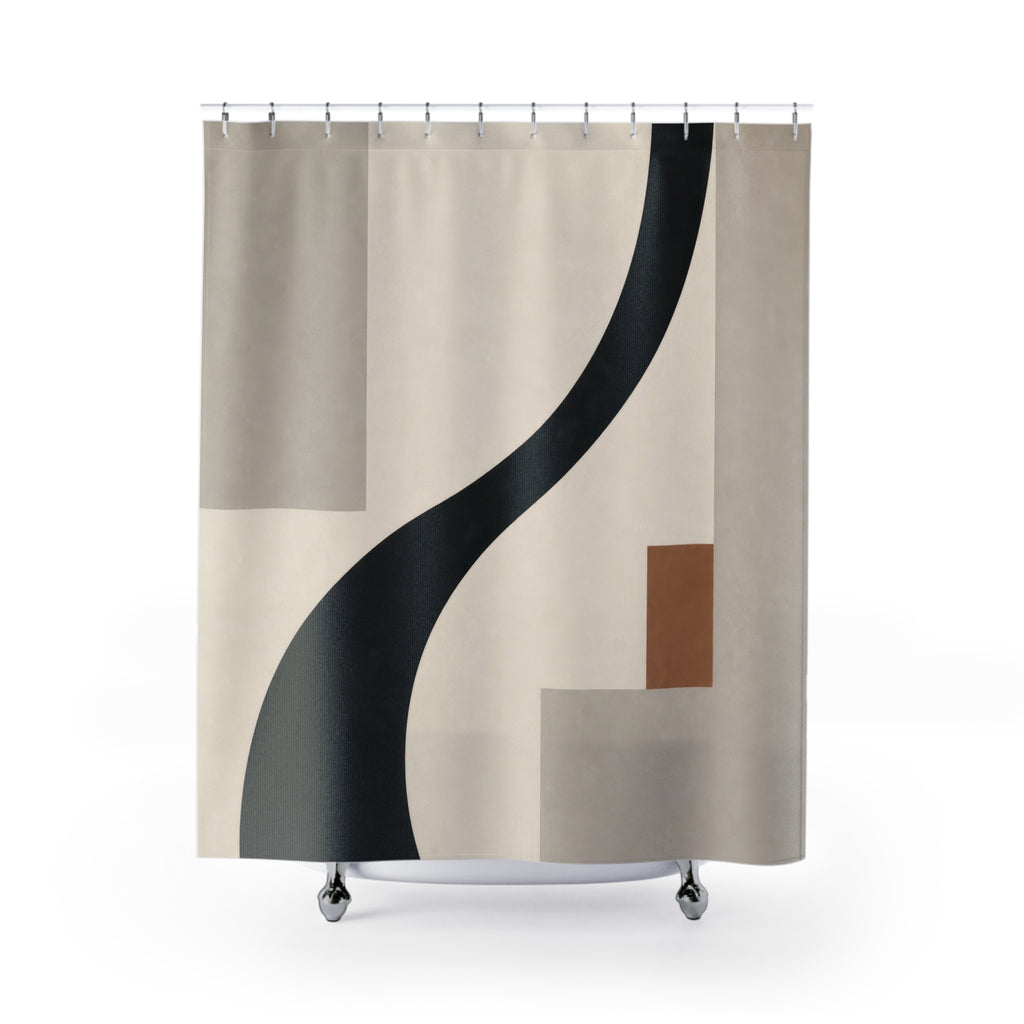 Beige Gray Abstract Black Shower Curtain: Beige Gray Abstract